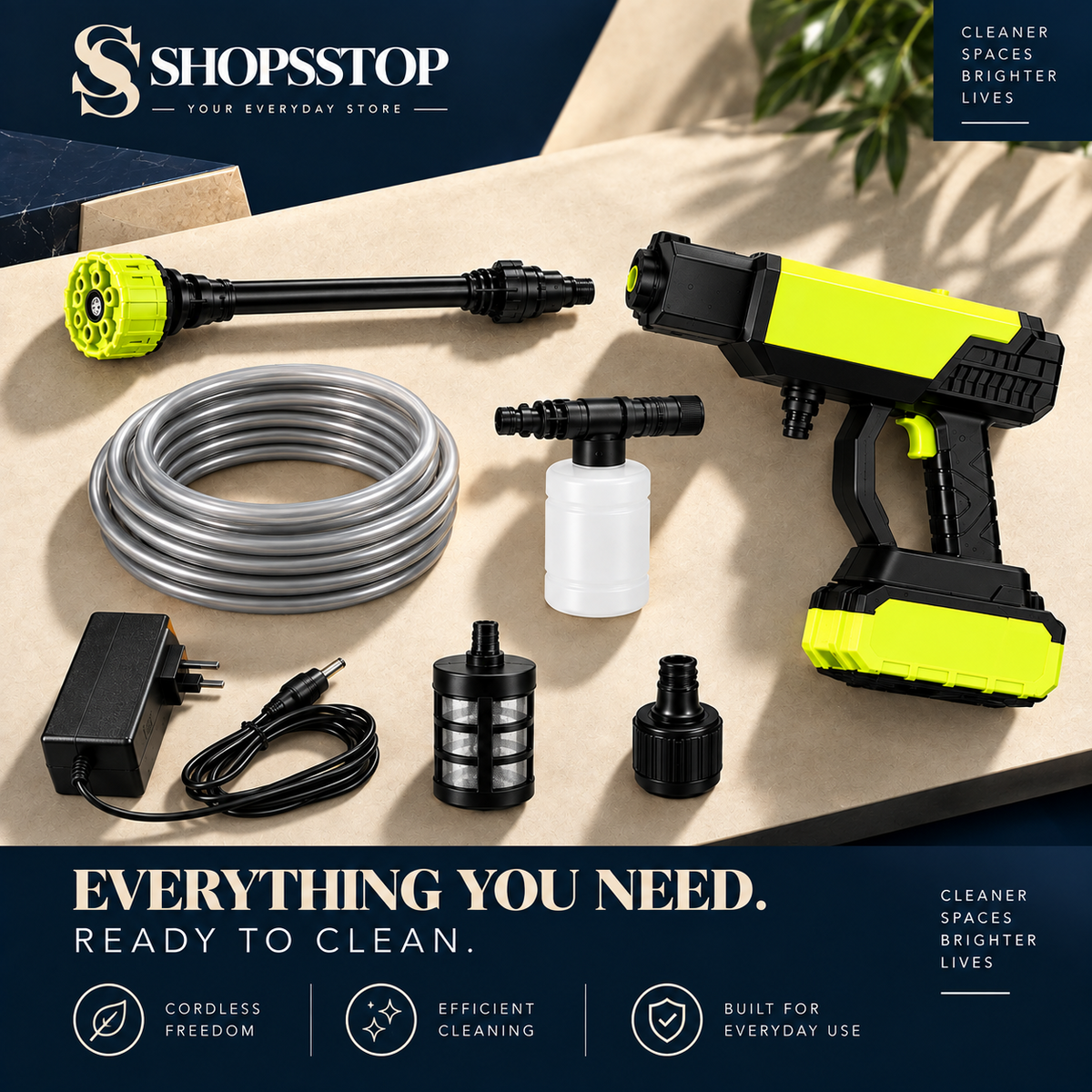 HydroForce Cordless Power Washer complete kit and accessories