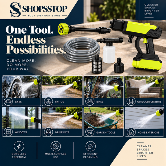Cordless pressure washer used for portable outdoor cleaning