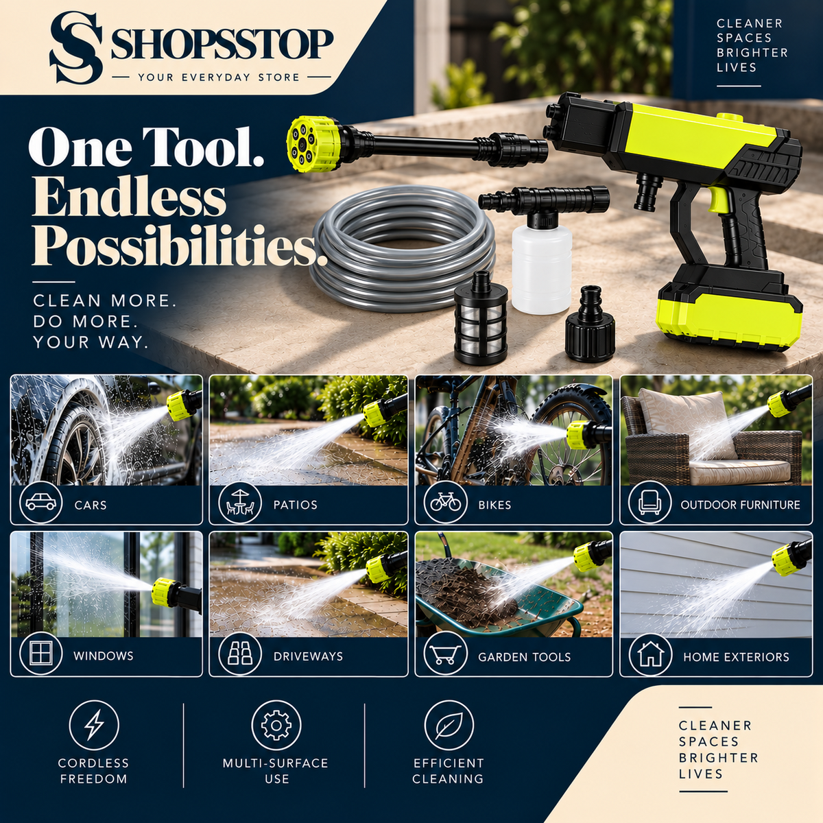 HydroForce Cordless Power Washer multi-surface cleaning applications